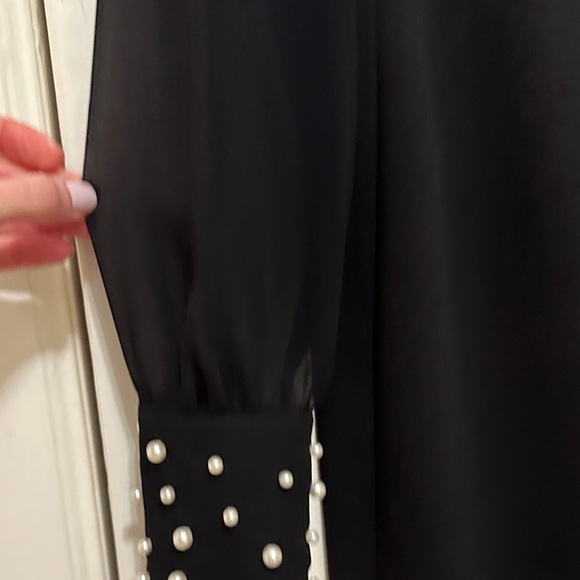 Karl Lagerfeld Black Dress with Pearl Cuff Details - Picture 3 of 11